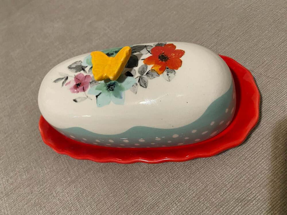 Pioneer Woman Butter Dish Butterfly 6.4 Inches